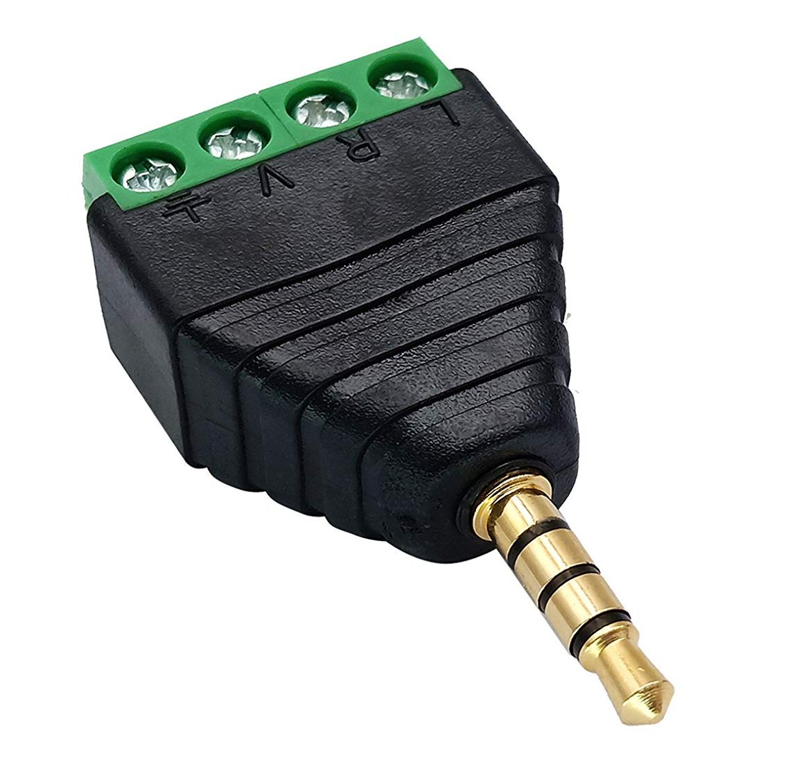Jack connector 3.5mm 4-polig male zwart met schroefterminals